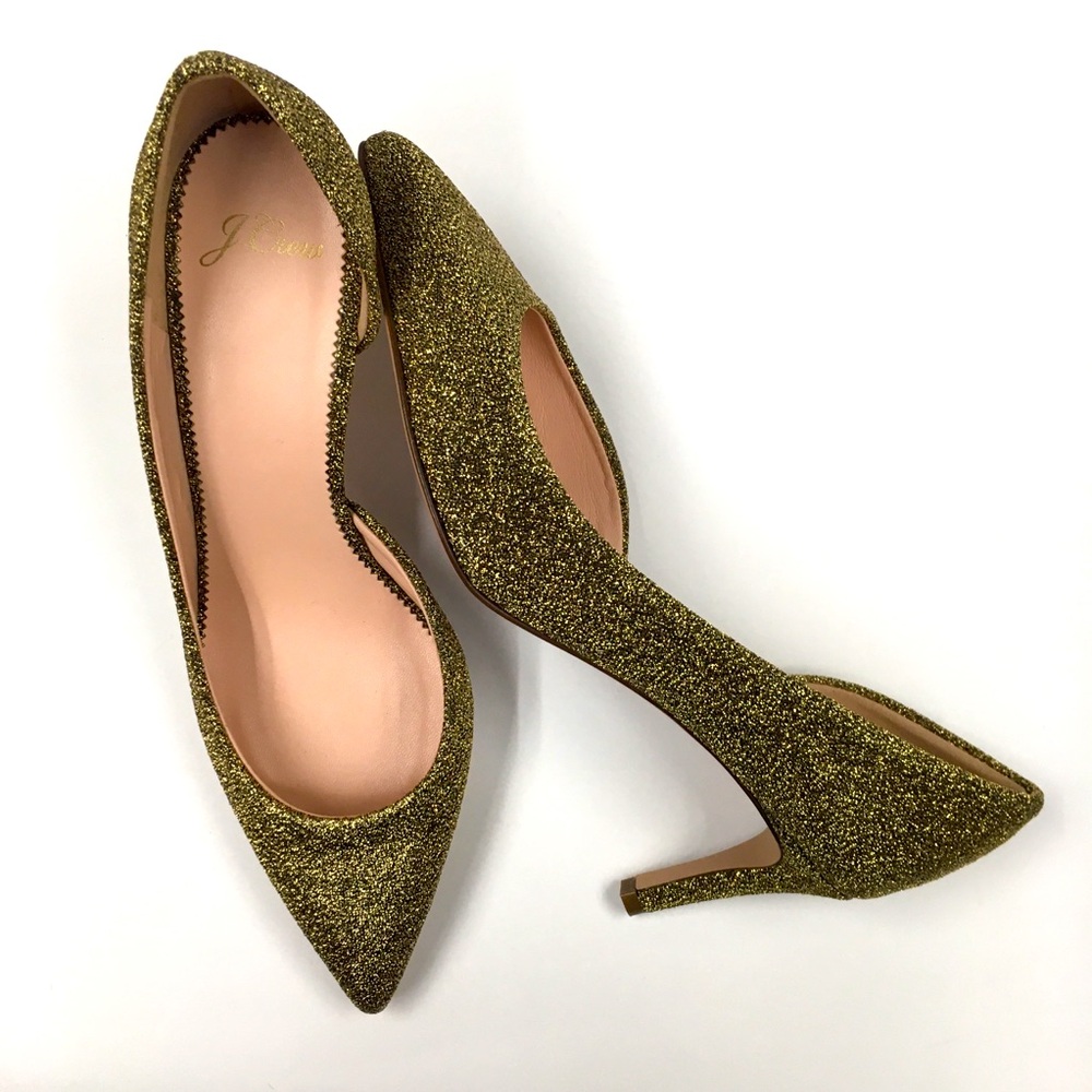 J Crew Collette Pump Heels Magic Lurex 8 Metallic Gold Cocktail Wedding Party